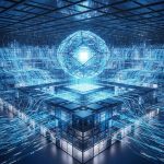 Ilustración futurista de un Data Warehouse como cerebro digital que organiza datos para la toma de decisiones empresariales.
